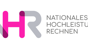 Logo des NHR. Quadratische Wortbildmarke aus 4 Zeilen: oben "NHR", darunter "Nationales", darunter "Hochleistungs", darunter "Rechnen".